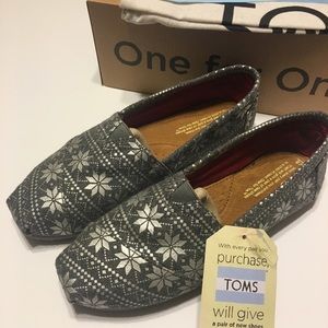 Toms Silver Snowflake Shoes- Limited Edition